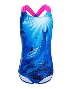 iDrawl Sommer Schwimmanzug Mädchen Badeanzüge Blau Delphin Druck Swimsuit Strandwear,Größe M von iDrawl