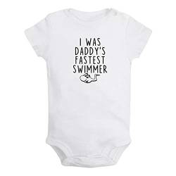 I was Daddy's Fastest Swimmer Lustiger Slogan Digitaldruck Strampler Neugeborene Baby Body Säugling Jumpsuits Baby Unisex Neuheit Outfits, weiß, 0-6 Monate von iDzn