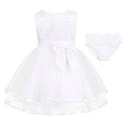 iEFiEL Baby Mädchen Prinzessin Kleid Blumenmädchenkleid Taufkleid Festlich Kleid Hochzeit Partykleid Festzug Outfits mit Baumwolle Höschen Ivory-Weiß 68-74 von iEFiEL