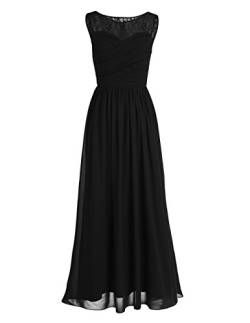 iEFiEL Damen Abendkleider elegant Hochzeitskleid Cocktailkleid Chiffon Festlich Festkleid Langes Brautjungfernkleid 34-46 Schwarz 42 von iEFiEL