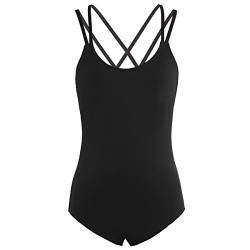 iEFiEL Damen Ballettanzug Body Top Unterhemd Ballett Trikot Bodysuit Achselhemd mit Spaghettiträgern Schwarz XL von iEFiEL