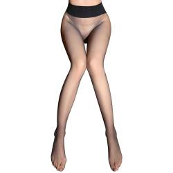 iEFiEL Damen Elastische Feinstrumpfhose Sexy Ultra Dünn Strumpfhosen Unterwäsche Stützstrumpfhose Hohe Taille Leggings für Party Cosplay Clubwear Zubehör Helles Schwarz One Size von iEFiEL