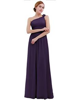 iEFiEL Damen Elegant Chiffon Kleid festlich Sommerkleid Partykleid Hochzeit Kleid langes Cocktailkleid Gr. 34-46 Dunkel Lila 44 von iEFiEL