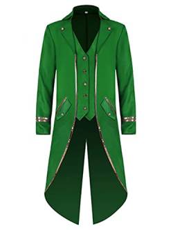 iEFiEL Damen Herren Mittelalter Kostüm Viktorianisch Mantel Smoking Vintage Jacke Frack Blazer für Halloween Karneval Fasching Party Grün M von iEFiEL