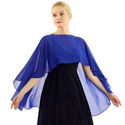 iEFiEL Damen Poncho Asymmetrisch Cape Eleganter Tolles Accessoire Umhängetuch Chiffonschal Bolero Für Abendkleid Hochzeit Braut Sommer Jacke Blau Einheitsgröße von iEFiEL