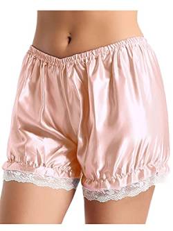 iEFiEL Damen Spitzen Panty Hipster Unterrock Sicherheits Unterhosen Shorts mit Rüschen Kurz Bloomer Shorts Weiß Schwarz X Perlenrosa Einheitsgröße von iEFiEL