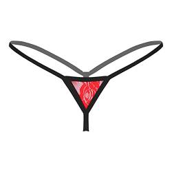 iEFiEL Damen Strings Tangas Mini Micro String Unterhose Sexy Panties Panty Unterwäsche mit Reißverschluss T-Back Rot Einheitsgröße von iEFiEL