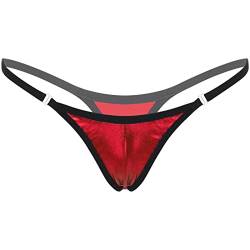 iEFiEL Damen Strings Tangas Mini Micro String Unterhose Sexy Panties Panty Unterwäsche mit Reißverschluss U Rot Metallic Einheitsgröße von iEFiEL