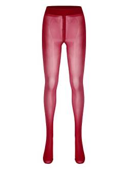 iEFiEL Damen Transparent Strumpfhosen mit Reißverschluss Lang Socken Leggings Strümpfe Offenen Schritt Unterhosen Rot L von iEFiEL