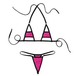 iEFiEL Extrem Damen Micro Bikini Set Triangle Push Up Micro Bikinis mit String Tanga Neckholder BH Bra Badeanzug Bademode Rose Rot Einheitsgröße von iEFiEL
