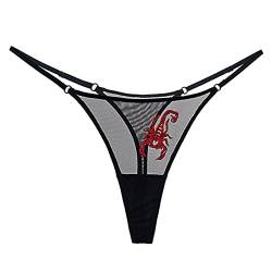 iEFiEL Fruaen Damen Micro String Tanga Mini Bikini Slip Schlüpfer sexy V-String Höschen Erotik Dessous in 8 Farben Rot Mesh L von iEFiEL