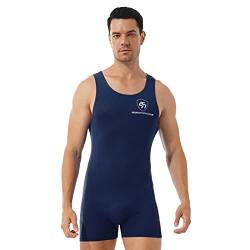 iEFiEL Herren Body Bodywear Overall Weich Bodysuit Männerbody Einteiler Unterhemd Unterwäsche M-XXL Marineblau L von iEFiEL