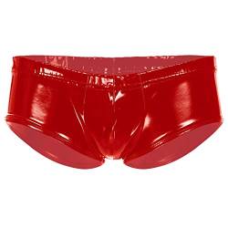 iEFiEL Herren Boxershort Unterhose schwarz Leder-Optik Boxer Shorts Wetlook Männer Unterwäsche Reizwäsche M-3XL Y Rot XL von iEFiEL