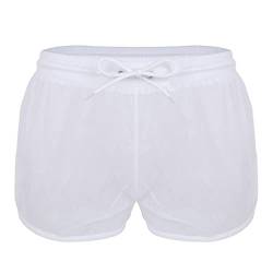 iEFiEL Herren Boxershorts Leicht Mesh Sommer Boxer Briefs Trunks Männer Kurz Shorts durchsichtig weiße Unterhose Reizwäsche Weiß XXL von iEFiEL