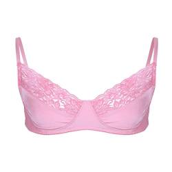 iEFiEL Herren Dessous Bralette Lingerie Sissy Erotik Unterwäsche Büsterhalter Spitze Bra Top Bügellos BH Nachthemd M L XL Rosa XX-Large von iEFiEL