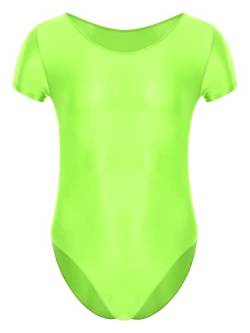iEFiEL Herren Öl Body T-Shirts Kurzarm Bodysuit Einteiler Nylon Catsuit Sportbody Eng Strech Trainingsanzug Einfarbig Unterwäsche Fluoreszierendes Grün XL von iEFiEL