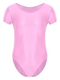 iEFiEL Herren Öl Body T-Shirts Kurzarm Bodysuit Einteiler Nylon Catsuit Sportbody Eng Strech Trainingsanzug Einfarbig Unterwäsche Rosa XL von iEFiEL