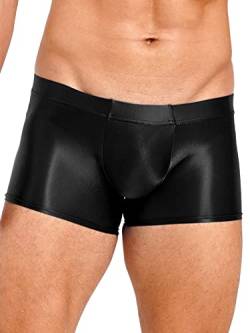 iEFiEL Herren Öl Boxershorts Glossy Shorts Eng Stretch Boxer Briefs Unterhose Pants Glänzende Unterwäsche Gogo Party Clubwear Schwarz L von iEFiEL