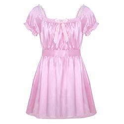 iEFiEL Herren Sissy Lingerie Dessous Set Negligee Nachtwäsche Nachtkleid Nachthemd Reizwäsche Kleid Babydoll Schlafanzug Rosa XL von iEFiEL