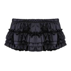 iEFiEL Herren Sissy Slips Rüschen Dessous Reizwäsche Männer Satin Bikini Slip Briefs Shorts Unterwäsche Kostüm Unterhose mit Röckchen Schwarz M von iEFiEL