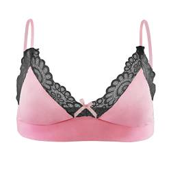 iEFiEL Herren Sissy Spitze Unterwäsche Dessous Transparent Unterhemd Büstenhalter Bralette Bra Top Lace BH Nachthemd Clubwear Gogo X Rosa L von iEFiEL