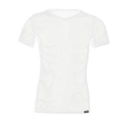 iEFiEL Herren Top T-Shirt Kurzarm Netzhemd Unterhemd Erotik Guywear Dessous Transparent (L, Weiß) von iEFiEL