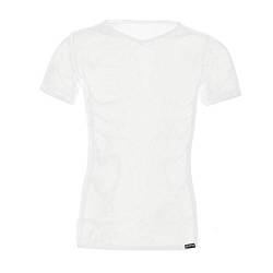 iEFiEL Herren Top T-Shirt Kurzarm Netzhemd Unterhemd Erotik Guywear Dessous Transparent (M, Weiß) von iEFiEL
