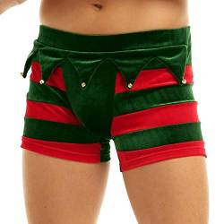 iEFiEL Herren Weihnachten Boxer Shorts Christmas Motiv Boxershorts Lustig Unterwäsche Weihnachtsmann Kostüm Nikolaus Geschenk für Männer Rot Elfen Samt XXL von iEFiEL