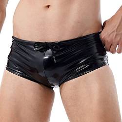 iEFiEL Herren Wetlook Shorts Badehose Badeshorts Swim Shorts Men Swimming Sporthose Kurze Hose Schnelltrockend Sport Schwimmhose Mit Kordelzug S-4XL A Schwarz M von iEFiEL