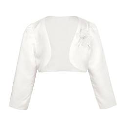 iEFiEL Kinder Bolero Schulterjacke Jäckchen Mädchen Bolero Jacke Festlich ?Langarm Weiß/Rosa/Beige/Ivory (134-140 (Herstellergröße: 160), Ivory) von iEFiEL