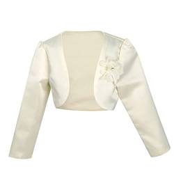 iEFiEL Kinder Bolero Schulterjacke Jäckchen Mädchen Bolero Jacke Festlich - Langarm Weiß Ivory zum Kommunionkleid Taufkleid Beige 98-104 von iEFiEL