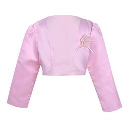 iEFiEL Kinder Bolero Schulterjacke Jäckchen Mädchen Bolero Jacke Festlich - Langarm Weiß Ivory zum Kommunionkleid Taufkleid Rosa 122-128 von iEFiEL