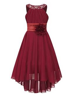 iEFiEL Kinder Prinzessin Kleid Mädchen Festlich mit Glitzer Strass Blumenmädchenkleid Festzug Abendkleid Hochzeits Kleidung Kommunionkleid Xa Burgundy 164 von iEFiEL