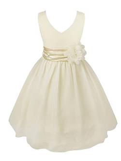 iEFiEL Mädchen Kleid Festlich Hochzeit Partykleid Tüll Festzug Kleidung Brautjungfer 92 104 116 128 140 152 164 Cream 92-98 von iEFiEL