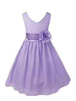 iEFiEL Mädchen Kleid Festlich Hochzeit Partykleid Tüll Festzug Kleidung Brautjungfer 92 104 116 128 140 152 164 Lavender 152-164 von iEFiEL