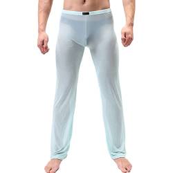 iEFiEL Sexy Männer Herren Hose Netz Transparent Lang Unterhosen Jogginghose Unterwäsche Strumpfhose S-XXL Hellblau Mesh L von iEFiEL