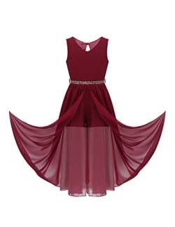 iEFiEL Sweet Prinzessin Lace Blumenmädchenkleider für Hochzeits Brautjungfern Mädchen Kleid Festlich Kinder Overall Jumpsuit Gr. 104-176 Z Burgundy 152 von iEFiEL