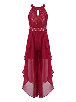 iEFiEL Sweet Prinzessin Lace Blumenmädchenkleider für Hochzeits Brautjungfern Mädchen Kleid Festlich Kinder Overall Jumpsuit Gr. 104-176 Za Burgundy 140 von iEFiEL