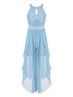 iEFiEL Sweet Prinzessin Lace Blumenmädchenkleider für Hochzeits Brautjungfern Mädchen Kleid Festlich Kinder Overall Jumpsuit Gr. 104-176 Za Himmel Blau 152 von iEFiEL