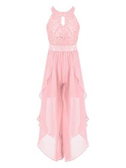 iEFiEL Sweet Prinzessin Lace Blumenmädchenkleider für Hochzeits Brautjungfern Mädchen Kleid Festlich Kinder Overall Jumpsuit Gr. 104-176 Za Rosa 164 von iEFiEL