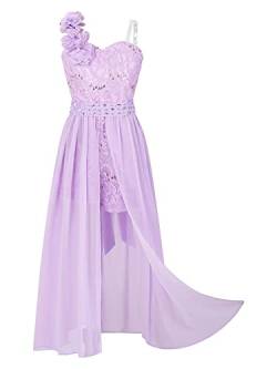 iEFiEL Sweet Prinzessin Lace Blumenmädchenkleider für Hochzeits Brautjungfern Mädchen Kleid Festlich Kinder Overall Jumpsuit Gr. 104-176 Zd Lavender 152 von iEFiEL