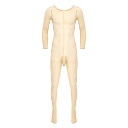 iEFiEL Transparent Männer Body Unterwäsche Bodystocking Herren Bodysuit Overall Jumpsuit Ganzkörperanzug Strumpfhosen mit Penishülle Nackt Einheitsgröße von iEFiEL