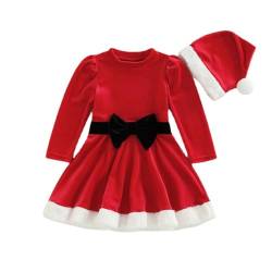 iEFiEL Weihnachtskleid Baby Mädchen Weihnachten Kleid Prinzessin Tutu Rock Kinder Weihnachtself Partykleid für Weihnachten Party Rot F 80-86 von iEFiEL
