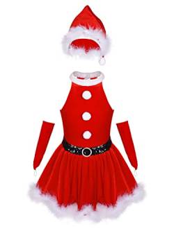 iEFiEL Weihnachtskleid Baby Mädchen Weihnachten Kleid Prinzessin Tutu Rock Kinder Weihnachtself Partykleid für Weihnachten Party Rot H 122-128 von iEFiEL