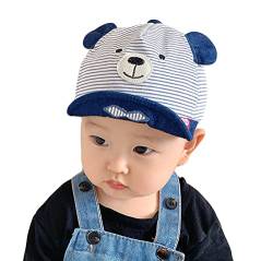 Baby Baseball Cap 3-12 Monaten Baseballmütze Baumwolle Babymütze Schirmmütze Schiebermütze schnell-trocknend Baseball Kappen Anti-UV Sport Cap Sonnenhut Sommerhut für Baby Jungen Mädchen (Bär Blau) von iEasey