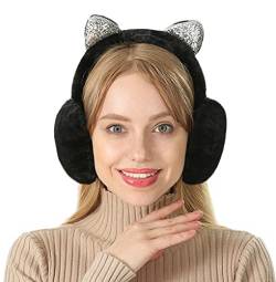 iEasey Damen Mädchen Katzenohren Ohrenschützer Weiche Warme Ohrenwärmer Winter Plüsch Kuschelige Ohrwärmer Earbands Ohren Abdeckung Kälteschutz Warm Earmuffs Kopfbedeckungen für Outdoor Radfahren Ski von iEasey