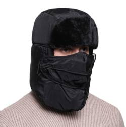 iEasey Herren Warm Wintermütze mit Ohrenklappen Masken Fliegermütze Mütze Herren Winter Schirmmütze Russische Mütze Fahrrad Mütze Herren Winter Cap für Skaten Snowboarden Radfahren von iEasey