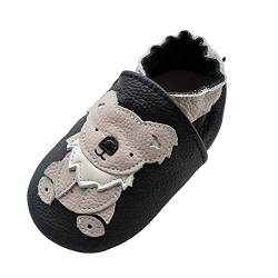 iEvolve Baby Babyschuhe Wildledersohle Baby Lederschuhe Lauflernschuhe Krabbelschuhe Vielzahl Art(SchwarzKoala,6-12 Monate) von iEvolve