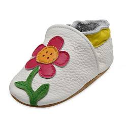 iEvolve Baby Mädchen Jungen Elefant Babyschuhe Baby Weiche Sohle Lederschuhe Baby Lauflernschuhe Krabbelschuhe(Weiß Blume,18-24 Monate) von iEvolve