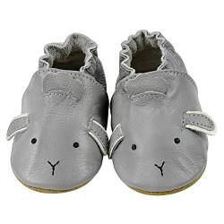 iEvolve Babyschuhe Baby Krabbelschuhe Baby Lauflernschuhe Kinder Hausschuhe aus weichem Leder Einfarbig für Mädchen und Jungen(Grau Schaf,0-6 Monate) von iEvolve